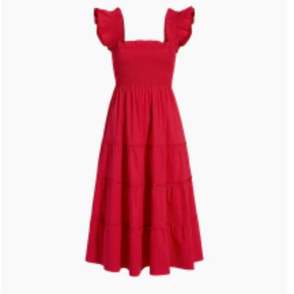 Hill House Ellie Nap Dress -Raspberry Red Poplin, size S